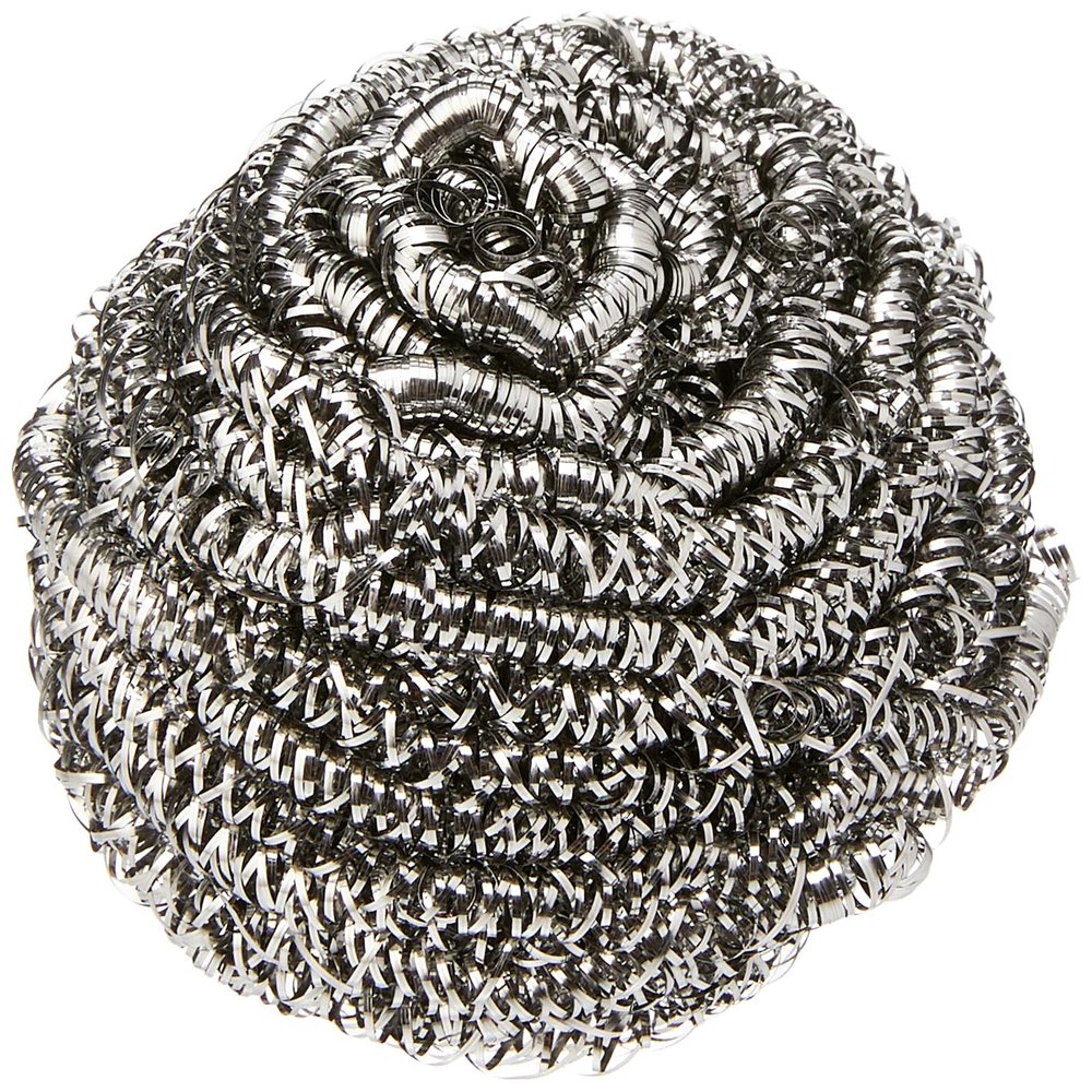Spontex Tough Kitchen Scourers | Wire Wool Pan Scourers | 90% Recycled Rust-Free Stainless Steel | Cleans Ovens, BBQs, Glass Dishes & Jugs | 4 Count