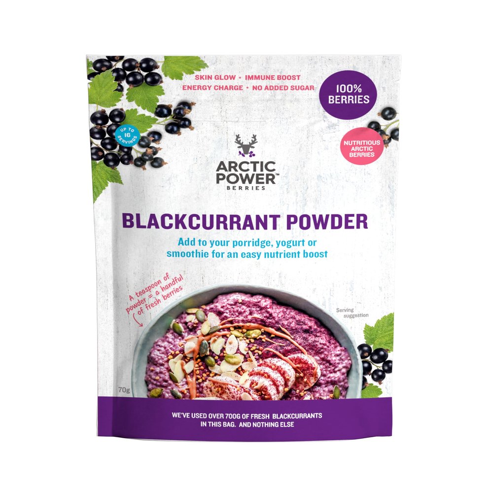 Arctic Power Berries 100% Blackcurrant Powder 70g, Nutrient Rich Nordic blackcurrants, Delicious Nutrient Boost for Breakfast Bowls, Smoothies, Porridge, Yogurt - Vegan, No Added Sugar