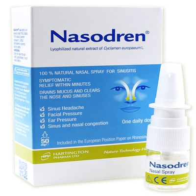 Nasodren Nasal Spray for Sinus Infection Relief, First Defence Against Cold, Allergies, Flu, Blocked Nose, Inactivates Viruses,Relieves Cough Symptoms