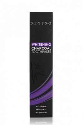 SEYSSO Carbon Whitening Charcoal Toothpaste BLACK - With Activated Charcoal Contains Coconut Oil, Hydroxyapatite, Xylitol Safe Formula: No SLS, Sulphates, Parabens or Fluoride Sonic Friendly Mint Flavour