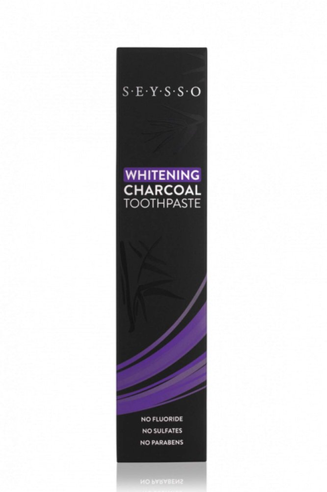 SEYSSO Carbon Whitening Charcoal Toothpaste BLACK - With Activated Charcoal Contains Coconut Oil, Hydroxyapatite, Xylitol Safe Formula: No SLS, Sulphates, Parabens or Fluoride Sonic Friendly Mint Flavour