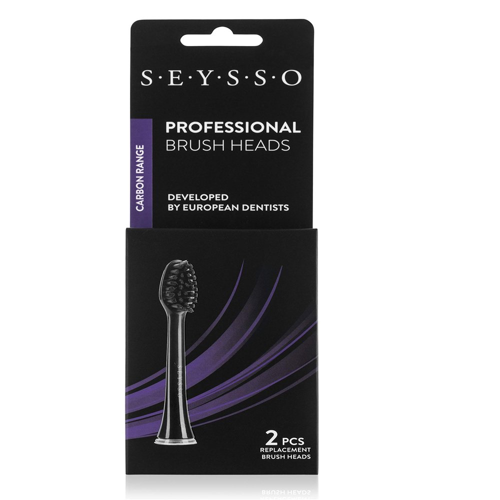 SEYSSO Carbon Professional Replacement Brush Heads Compatible with SEYSSO Sonic Brushes Recommended for SEYSSO Professional and Basic Toothbrush 2 pcs