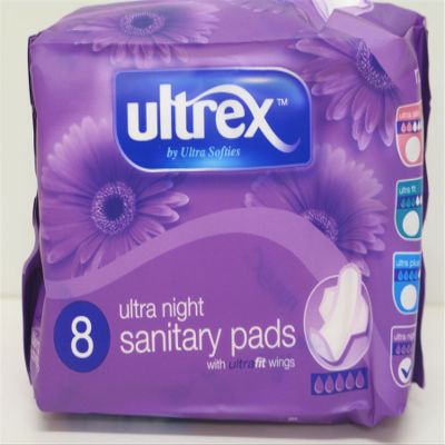 12 X PACKS ULTREX ULTRA NIGHT SANITARY PADS WITH WINGS by Ultrex
