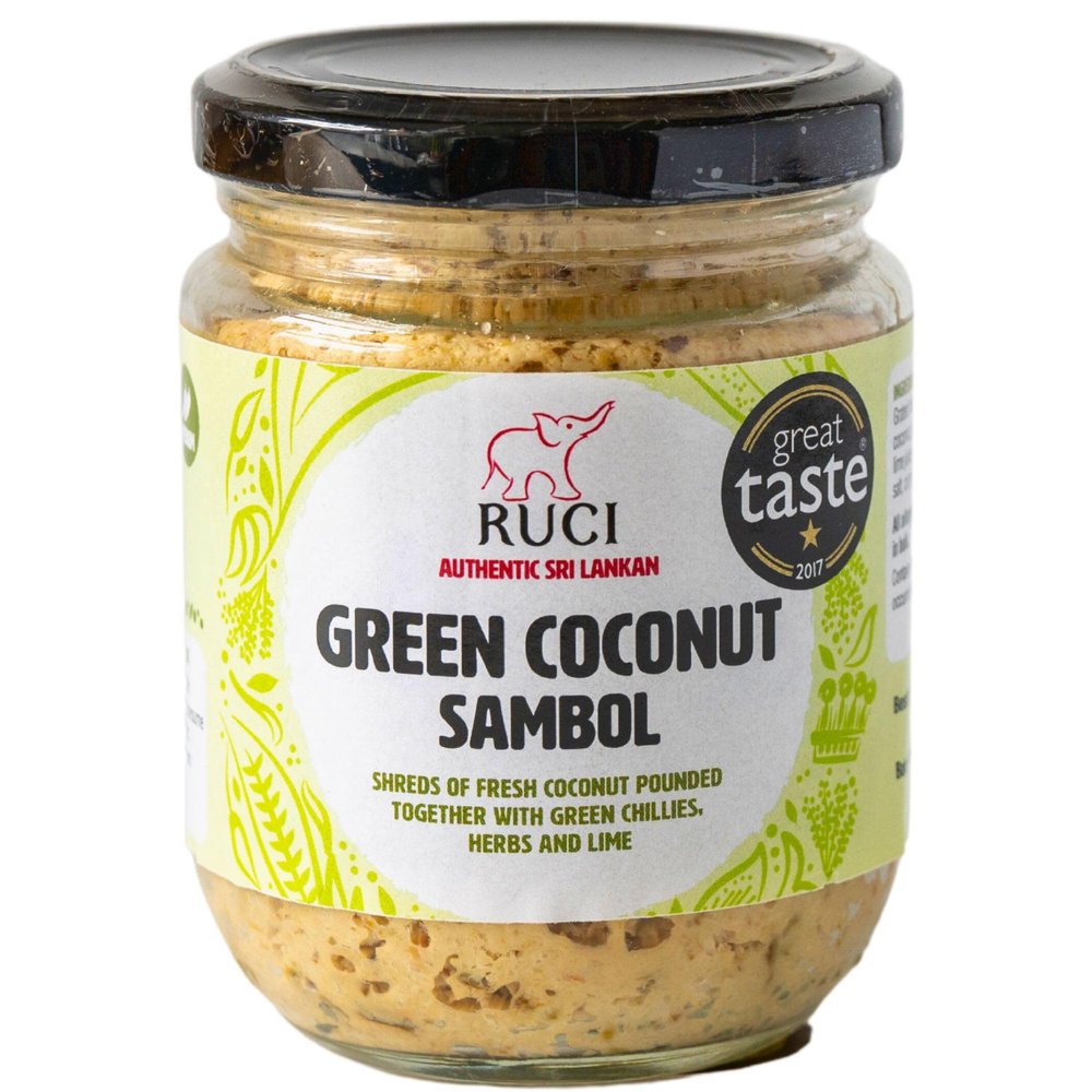 RUCI Green Coconut Pol Sambol 225g Sri Lankan Green Chilli & Coconut Condiment Zesty & Fresh 100% Natural, Vegan friendly
