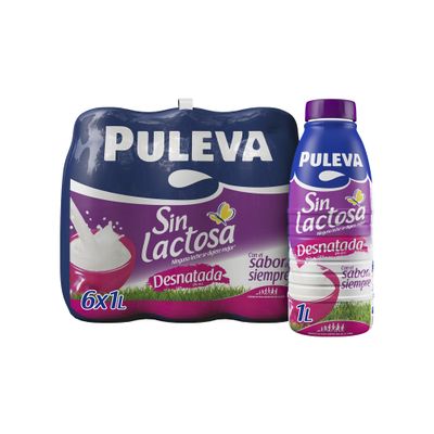 Puleva 6 Units Pack. Light Mornings skimmed Milk Without Lactose - 1 L.