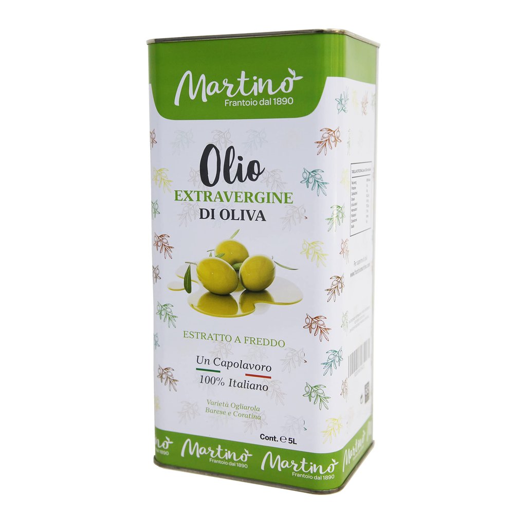 5 liters of 100% Italian Martino Extra Virgin Olive Oil - Can with Double Anti-Pride Cap