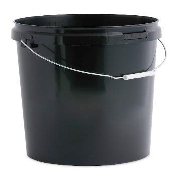 3 X 25 Litre Black Plastic Buckets with LIDS and Metal Handle, Hard Wearing Bucket