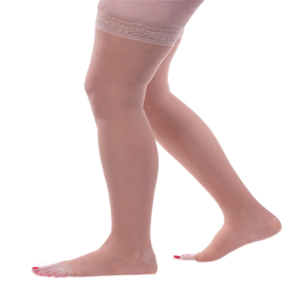 Allegro 20-30mmHg Essential 9 Sheer Compression Stockings - Thigh High, Open Toe, Compression Stockings for Women