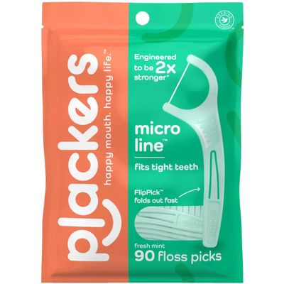 Plackers Plackers Micro Mint Freshens Breath, Dental Flossers Mint 90 Each Pack Of 5