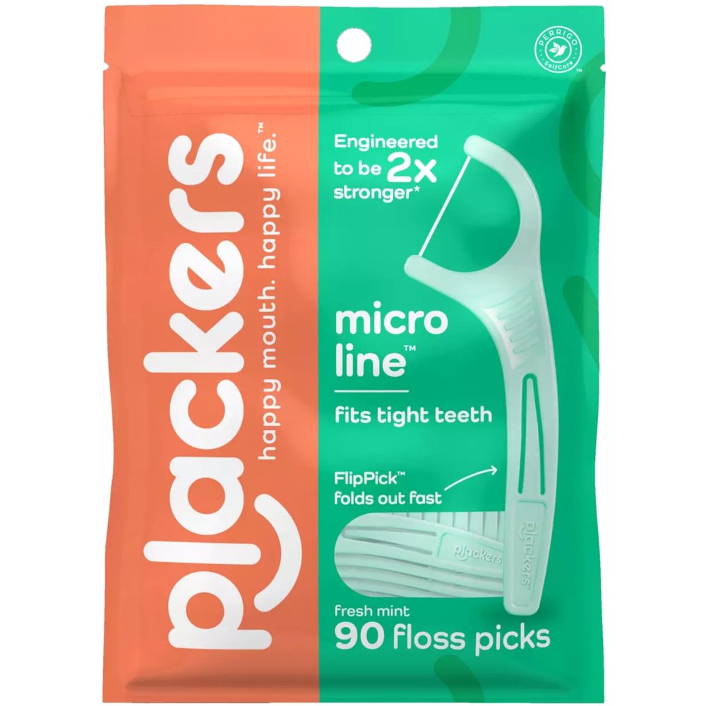 Plackers Plackers Micro Mint Freshens Breath, Dental Flossers Mint 90 Each Pack Of 5