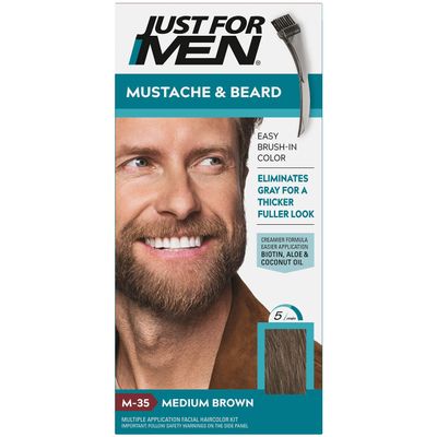 JUST FOR MEN Color Gel Mustache & Beard M-35 Medium Brown 1 Each (Pack of 4)