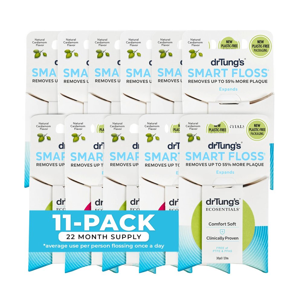 Dr. Tung'S Smart Floss, 30 Yds, Natural Cardamom Flavor 1 Ea Colors May Vary Pack Of 11