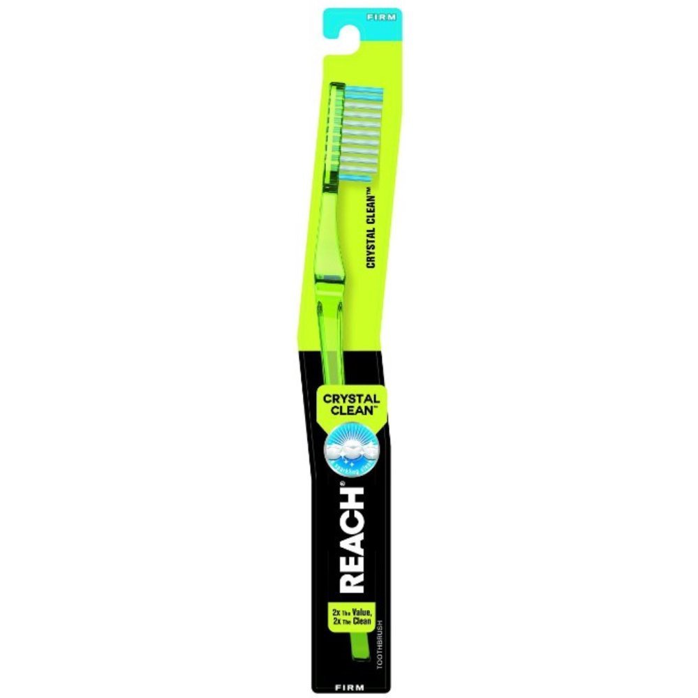 Reach REACH Crystal Clean Firm Adult Toothbrush with Anti Bacterial Cap, 1 ea - Blue (Pack of 10)