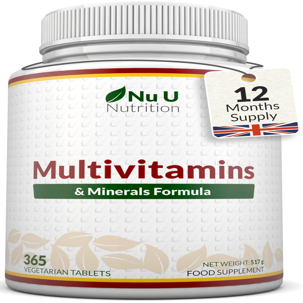 Nu U Nutrition - A-Z Multivitamin Tablets for Men & Women - 365 Tablets - 12 Month Supply - 25 High Strength Essential Multivitamins & Minerals Including Iron, Zinc, Vitamin B12 & D3 - Made in The UK
