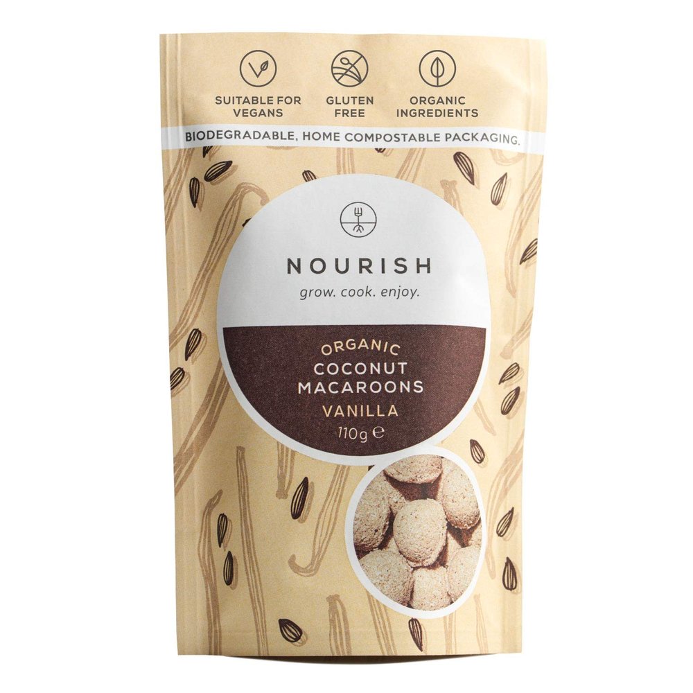 Nourish Organic Vanilla Coconut Macaroons - Keto Snacks - Vegan, Gluten Free, Dairy Free Healthy Snacks made with Natural Ingredients - 110g (Pack of 1)