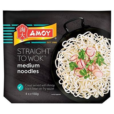 Amoy Straight To Wok Medium Noodles 4 x 150g