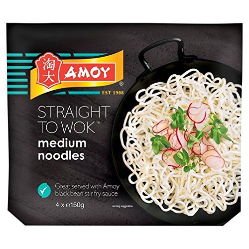 Amoy Straight To Wok Medium Noodles 4 x 150g