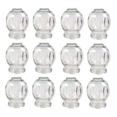 Glass Cupping Glasses Set for Wellness, Vacuum Massage & Cosmetic Applications, Glass Cupping Set for Relaxation, Banki Cupping Massage Cupping Head Glass Cupping (12 Pieces, 7.5 cm)