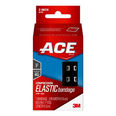 3M A-EB ACE Brand Elastic Bandage w/Clips: 3 in. Width (Black)