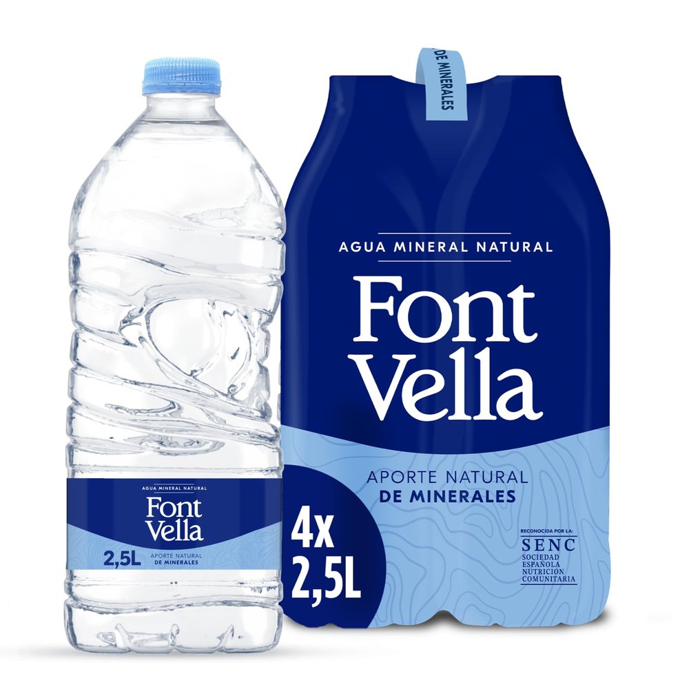 Font Vella Natural mineral water, cool size, 4 x 2.5 litres