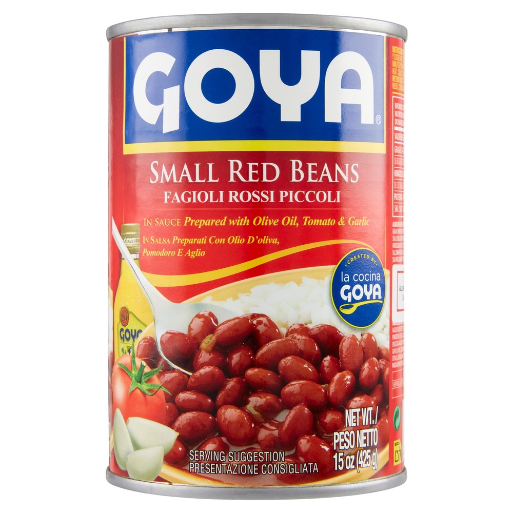 Goya Small Red Beans in Sauce 425g | Ready to Eat Canned Red Beans with Olive Oil, Tomato & Garlic | High in Protein & Fibre | Vegan, Gluten Free, and Ideal for Soups, Stews & Rice Dishes (Pack of 1)