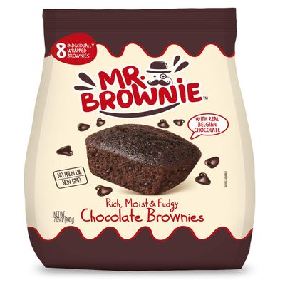 Mr. Brownie Belgian Chocolate Brownies | 8 Brownies Per Pack | Also Hot A Pleasure | Delicious Fine Cookies | Palm Oil Free | 200g