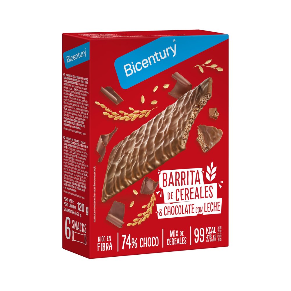 Bicentury - Cereals bar sarials - 120g - Milk Chocolate