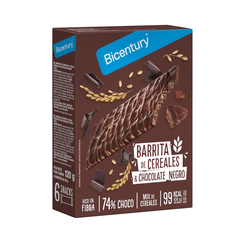 Bicentury - Cereals bar sarials - 120g - Chocolate Negro