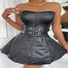 Alivila.Y Fashion Womens Faux Leather Steampunk Clubwear Party Corset Mini Dress - Black - view 3