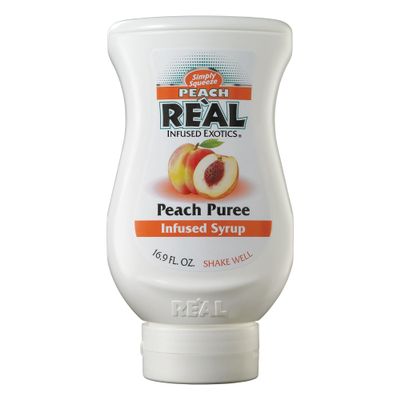 Real Syrup | Peach Puree Infused Fruit Syrup | Made with Real Peach | 500ml |Natural Ingredients| Cocktails, Baking, Smoothies, Mixing Drinks, Desserts, Cooking