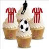 12 x Stoke City FC Football Mix - Choose From UNFLAVOURED or VANILLA-SWEETENED Toppers - Fun Novelty Birthday PREMIUM STAND UP Edible Wafer Card Cake Toppers Decorations (Unflavoured) view 1