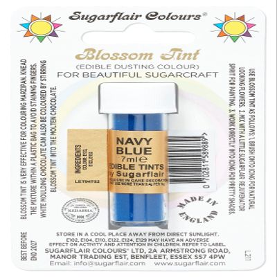 Sugarflair Blossom Tint Navy Blue Food Colouring and Dusting Powder, Matt Finish, Brush On or Mix with Rejuvenator Spirit to Create a One of A Kind Cake - 7ml