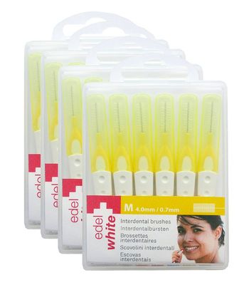 Edel + White 24 Interdental Brushes 0.7 mm Yellow M  Pack of 4 x 6