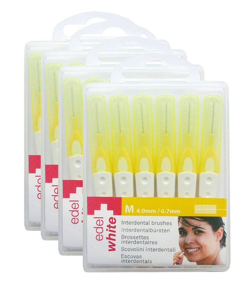 Edel + White 24 Interdental Brushes 0.7 mm Yellow M  Pack of 4 x 6