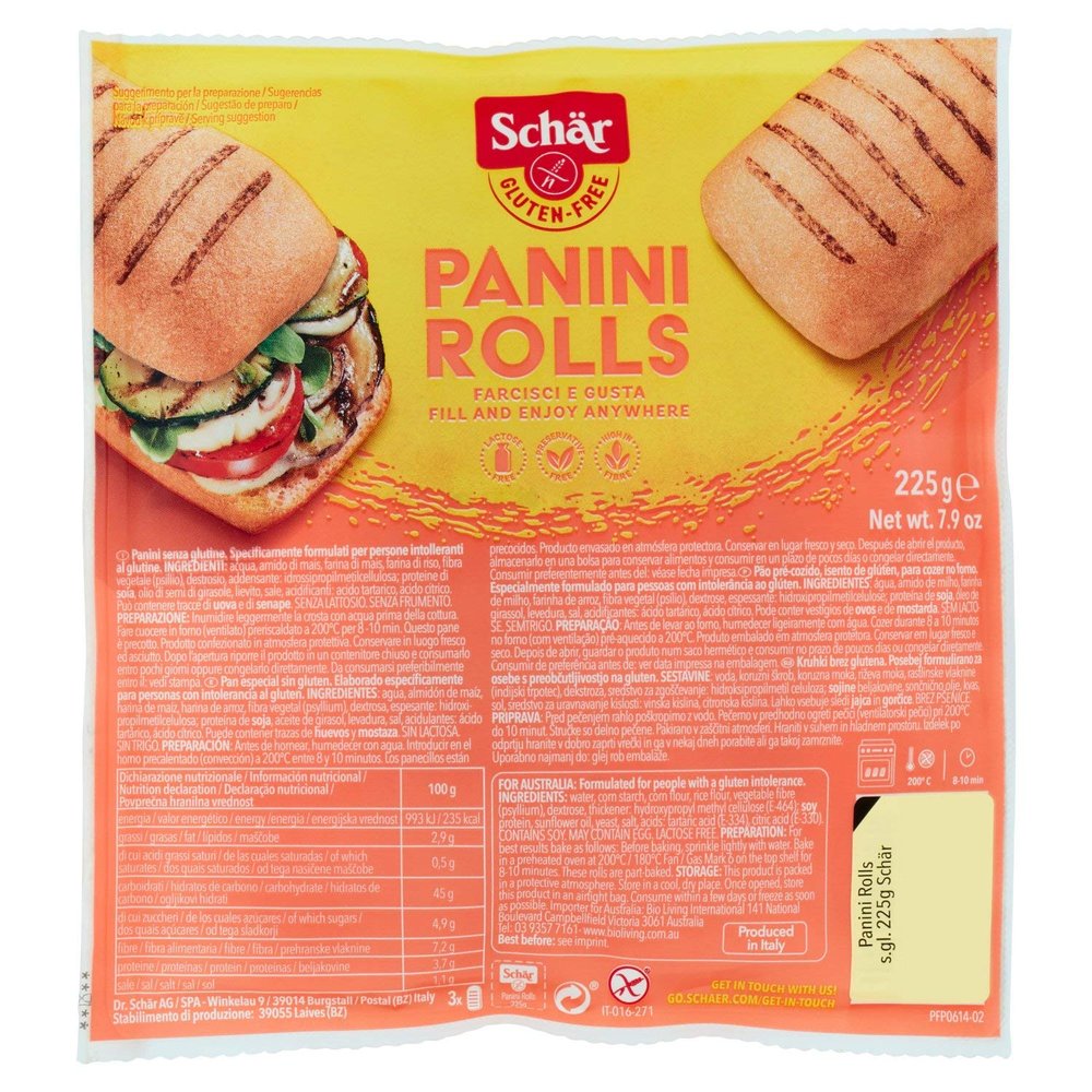 Schr Gluten Free Panini Rolls, 225g