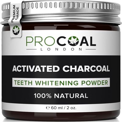 Activated Charcoal Teeth Whitening Powder by Procoal - 100% Natural Charcoal Teeth Whitening Toothpaste, Enamel-Safe, No Additives, No Fillers, No Artificial Flavour, Made in The UK