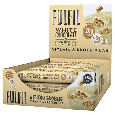 FULFIL Vitamin and Protein Bars (15 x 55 g Bars) White Chocolate Cookies and Cream Flavour 20 g High Protein, 9 Vitamins, Low Sugar