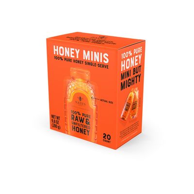 Nate's Honey Minis - Single-Serve 100% Pure, Raw & Unfiltered Honey  0.49oz Packets, 20ct Box