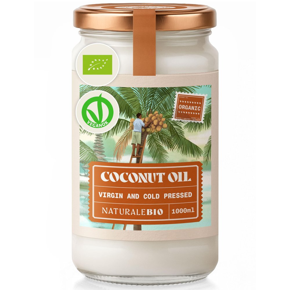 NaturaleBio Organic Premium Coconut Oil 1 Litre. Raw Cold Pressed. Virgin Bio and Natural. Native Unrefined Organic (1000ml). Country of origin Sri Lanka.