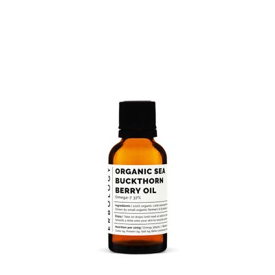 Erbology Organic Sea Buckthorn Oil 30ml - 30 Servings - Cold-Pressed 50:1 - Rich in Omega-7 and Beta-carotene - Straight from Farm - GMO-Free - No Additives or Preservatives - Recyclable Glass Bottle
