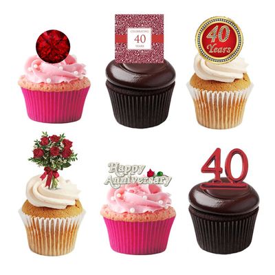 27 Stand Up 40th Ruby Wedding Anniversary Edible Wafer Paper Cake Toppers Decorations