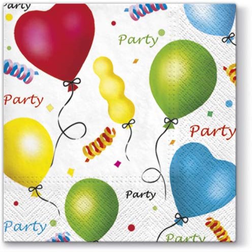 20 Napkins Balloons & Confetti/Party/Birthday/School Early Balloons 33 x 33 cm