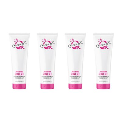Queen of Ooh la la! Coconut and Vanilla Womens Shaving Gel, Sensitive Moisturising Shaving Cream For Women, 4x150ml