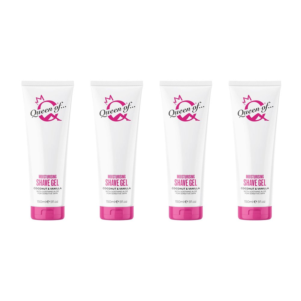 Queen of Ooh la la! Coconut and Vanilla Womens Shaving Gel, Sensitive Moisturising Shaving Cream For Women, 4x150ml