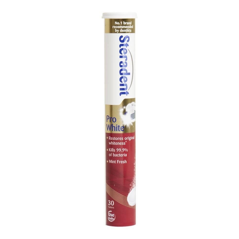 THREE PACKS of Steradent Pro White Denture Cleanser 30 Tablets