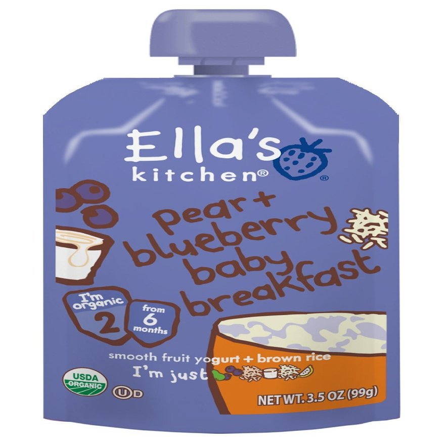 Ellas Kitchen Organic Stage 1, Pear + Blueberry Baby Breakfast, 3.5 Ounce (Pack of 6) by Ella's Kitchen
