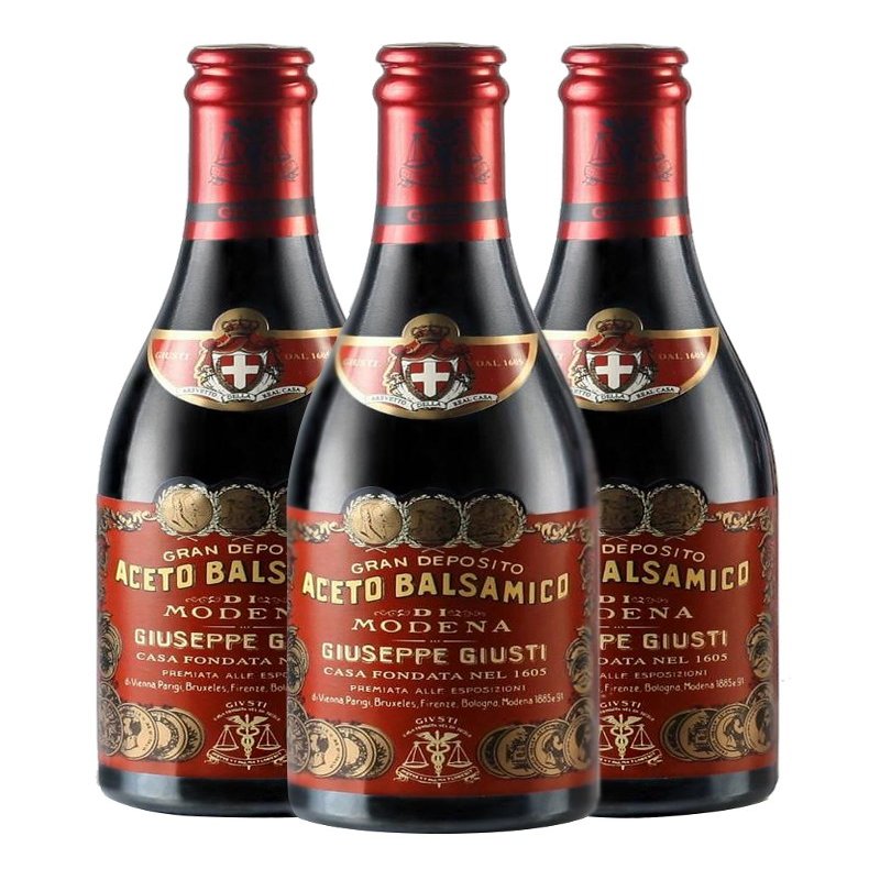 GIUSEPPE GIUSTI - Traditional Italian Vinegar (Aceto Balsamico di Modena IGP) 3 Gold Medals - Pack of 3 x 250 ml