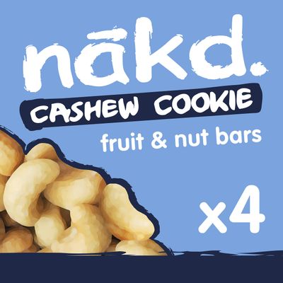 Nakd Cashew Cookie Fruit, Nut & Bar - Healthy Snack - Vegan - Gluten Free, 4x34g Multipack
