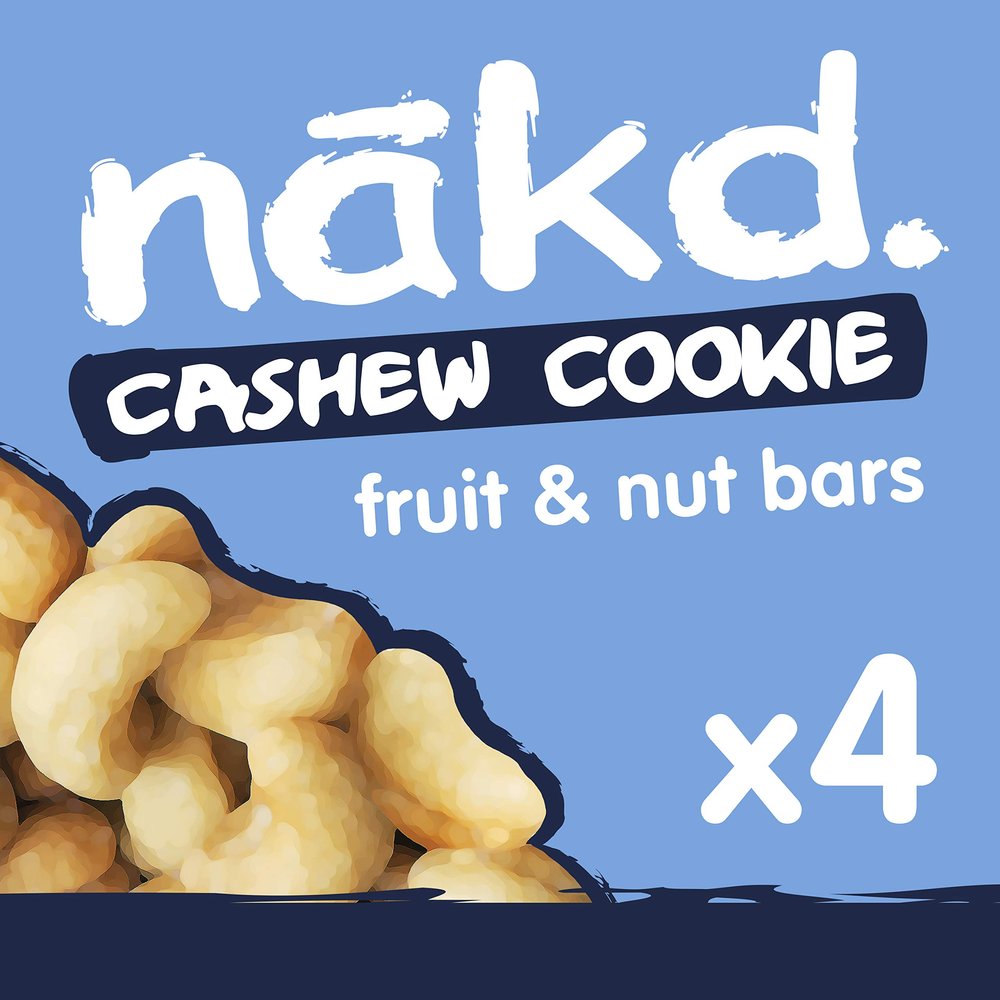 Nakd Cashew Cookie Fruit, Nut & Bar - Healthy Snack - Vegan - Gluten Free, 4x34g Multipack