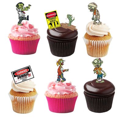 39 Stand Up Halloween Zombie Premium Edible Wafer Paper Cake Toppers Decorations